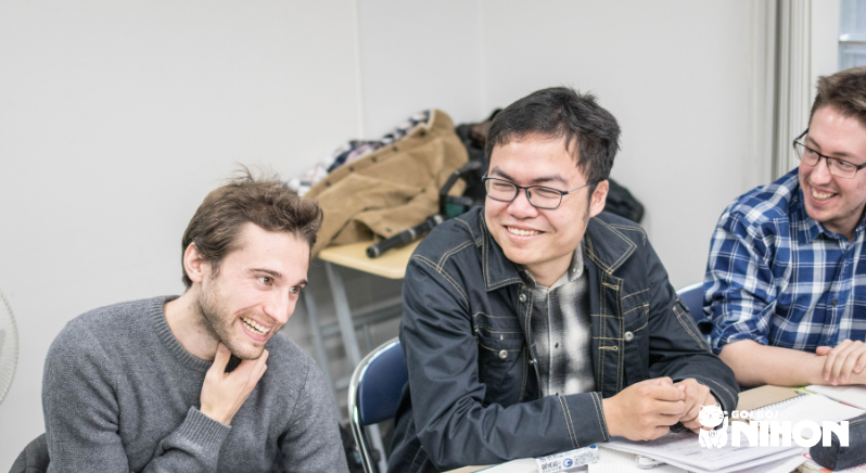 two students in a classroom