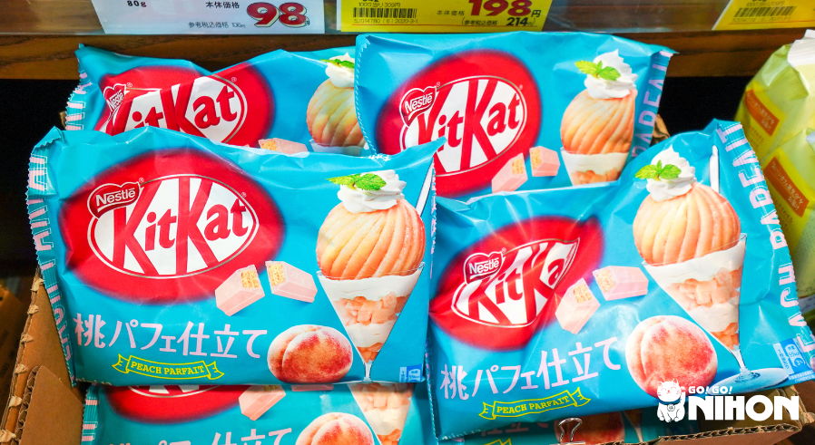 bags of peach parfait kit kats