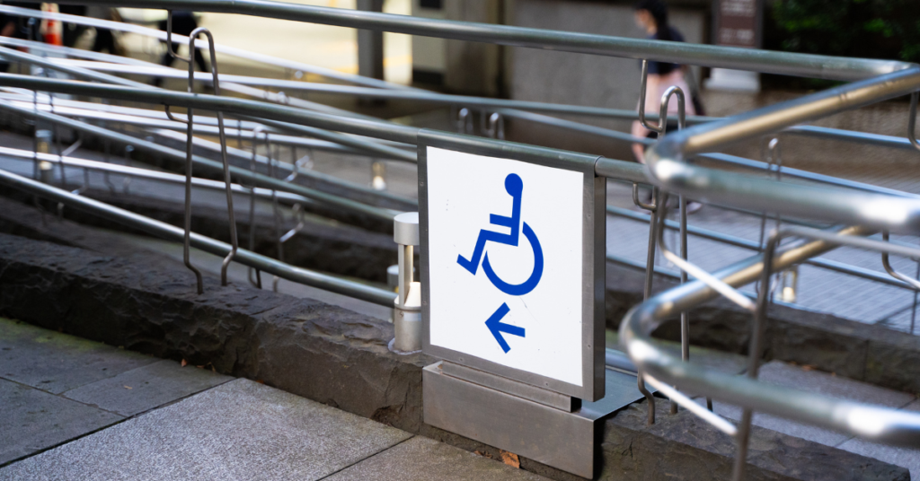 wheelchair ramp and sign