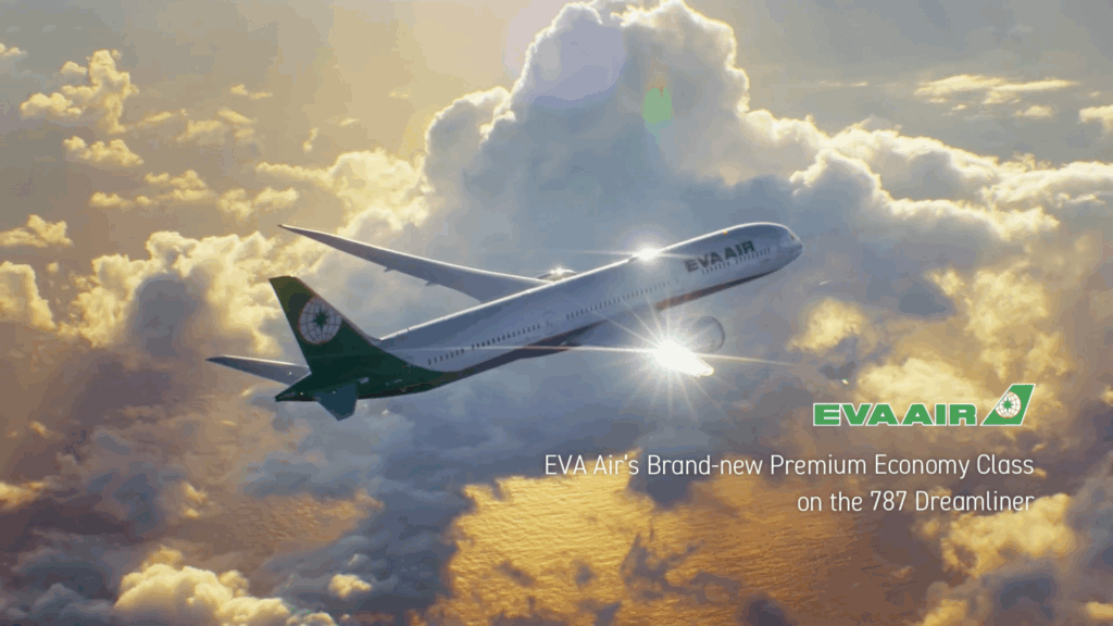 Aereo EVA Air in volo