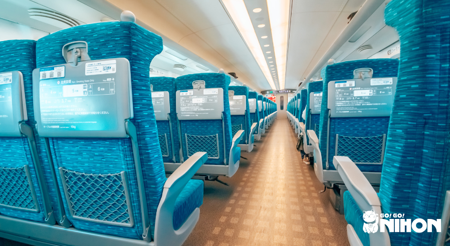 rows of seats inside of shinkansen