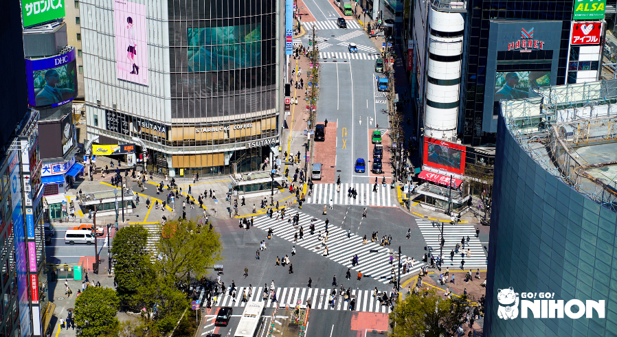 View of Shibuya crossing in Tokyo
