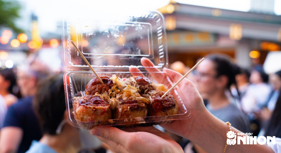 Takoyaki at a festival, regional Japanese food from Osaka