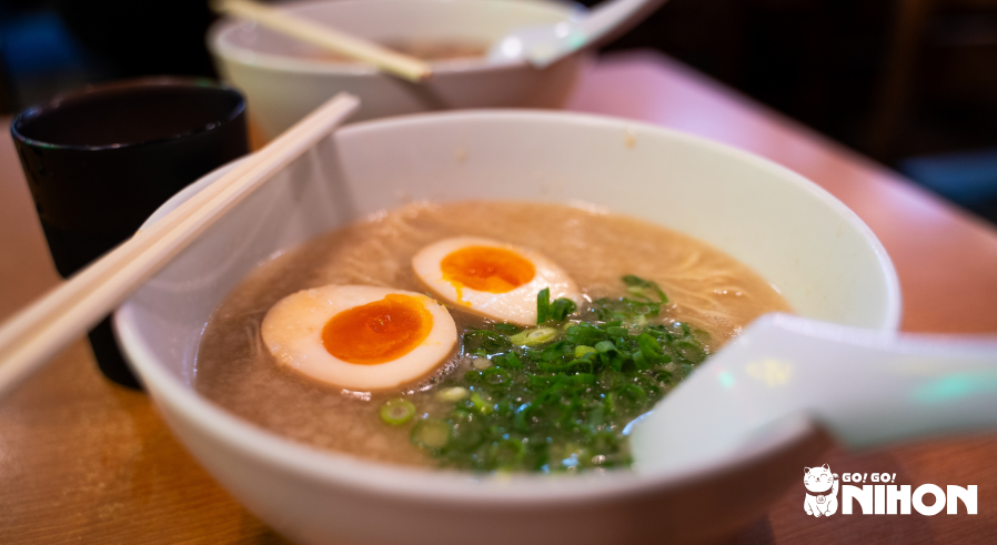 Hakata ramen in a bowl, regional Japanese food from Fukuoka