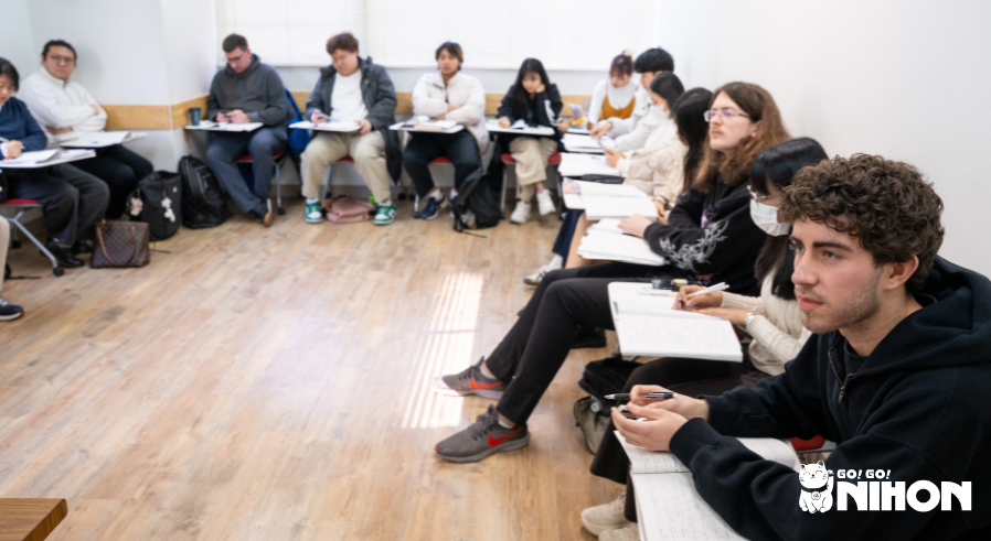 A group of students learning Japanese at a Japanese language school
