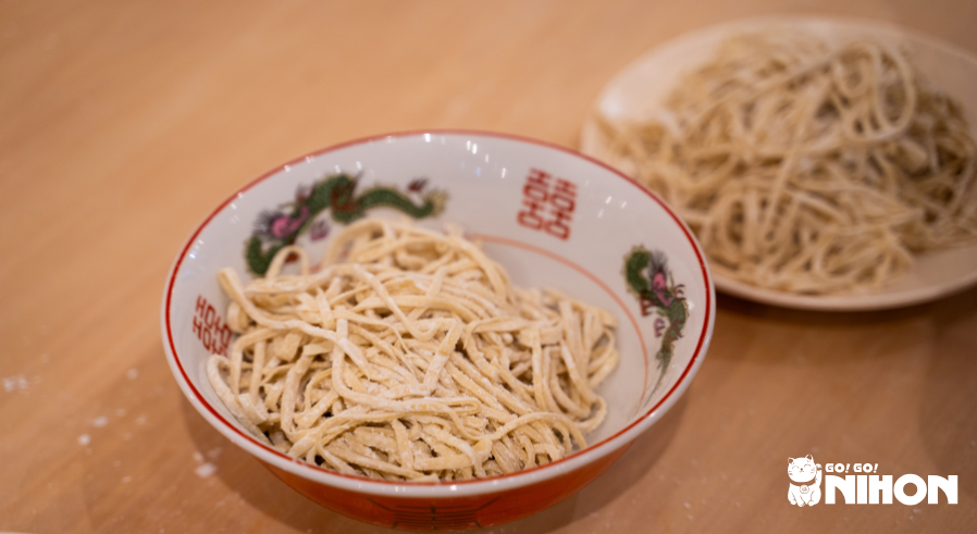 A bowl of fresh handmade noodles