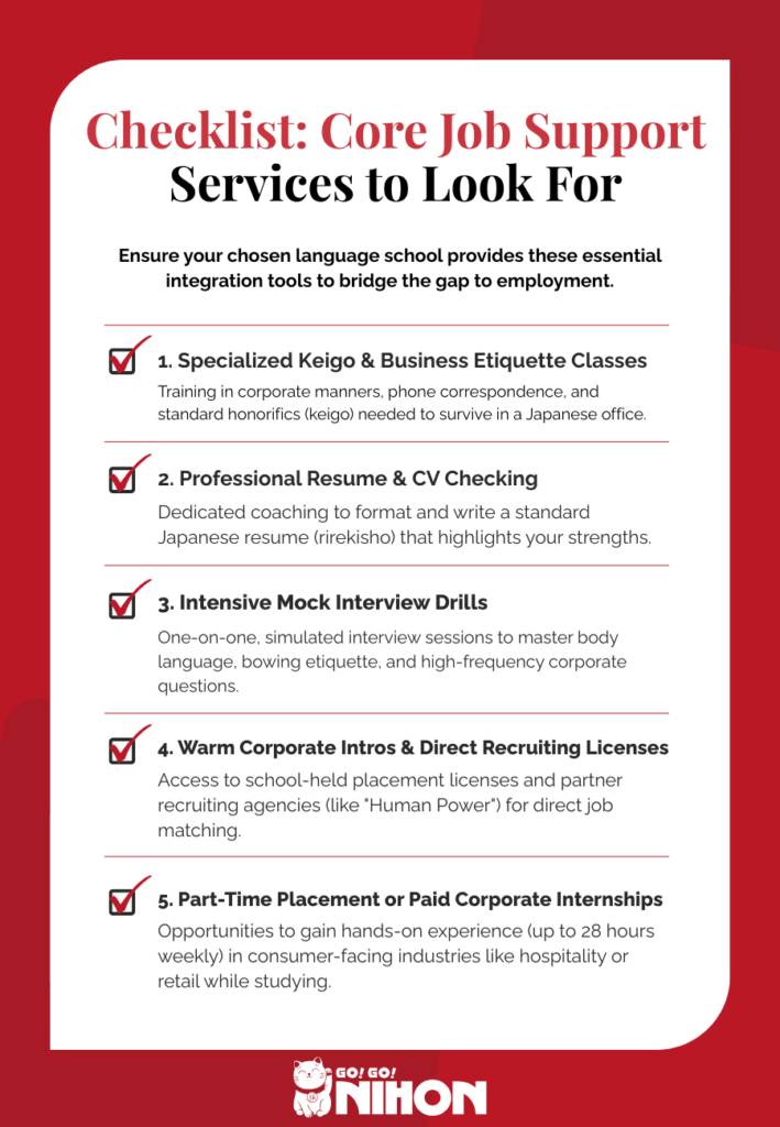 Checklist for core job support services infographic