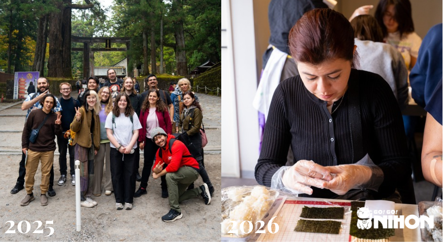 Two images of Study Trippers on different Study Trips in 2025 and 2026
